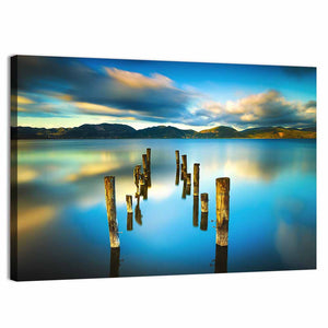 Wooden Pier On Lake Wall Art