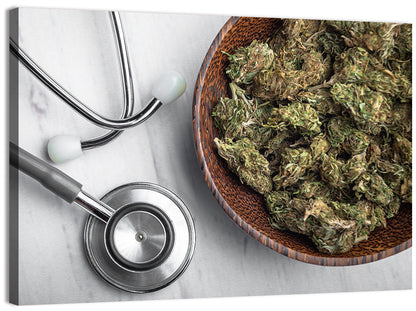 Stethoscope and Medical Cannabis Still Life Wall Art