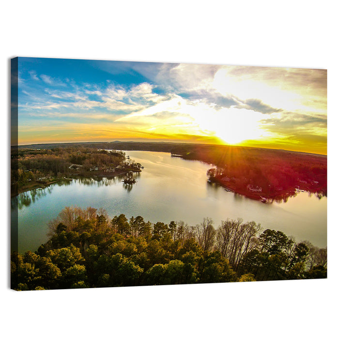 Lake Wylie Golden Sunset Wall Art as a canvas print