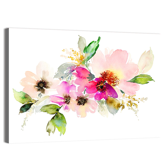 Delicate Pink Floral Watercolor Wall Art as a canvas print