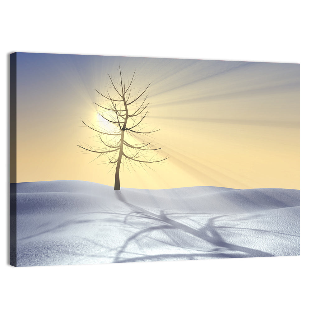 Winter Tree at Golden Sunrise Wall Art