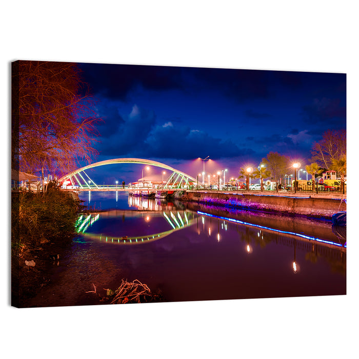 Lovers Bridge Nightscape Wall Art as a canvas print