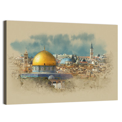 Dome of the Rock Watercolor Study Wall Art