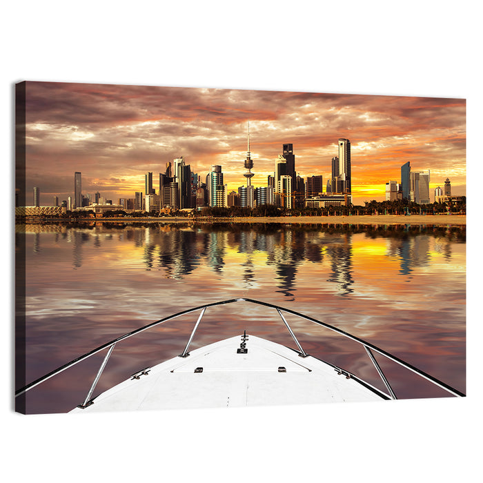 Kuwait City Skyline at Dusk Wall Art as a canvas print