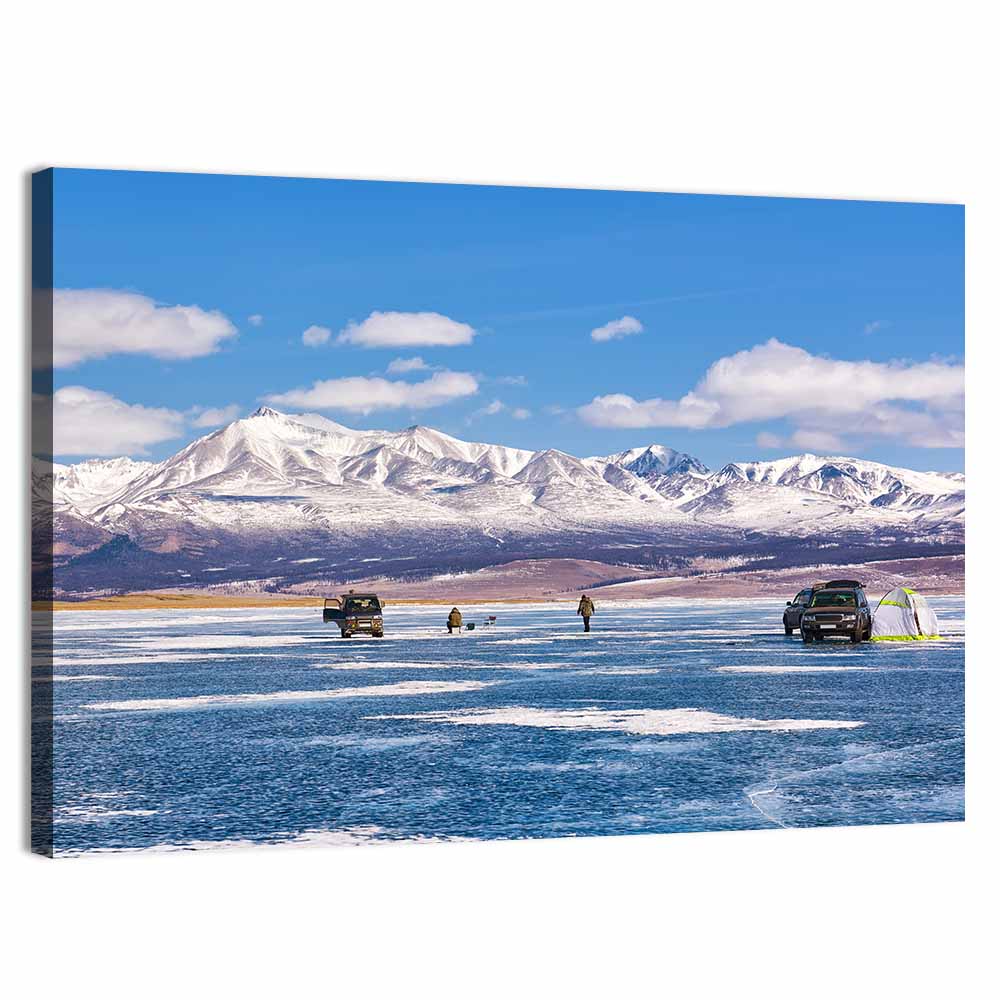 Lake Hovsgol Winter Ice Fishing Wall Art