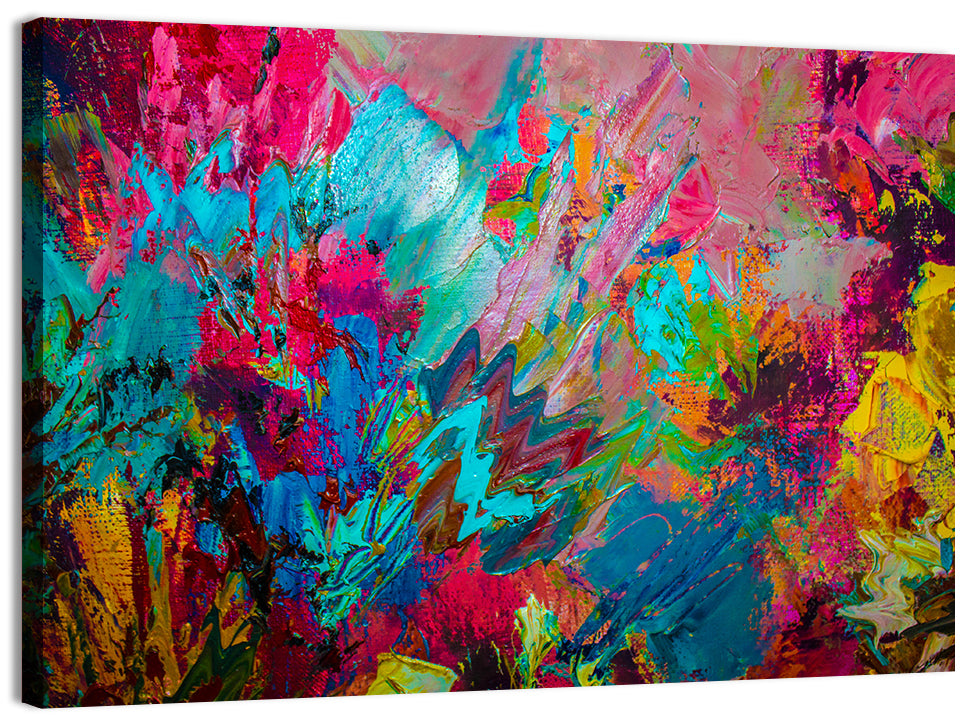 Vibrant Impasto Color Burst Abstract Wall Art, canvas print, landscape