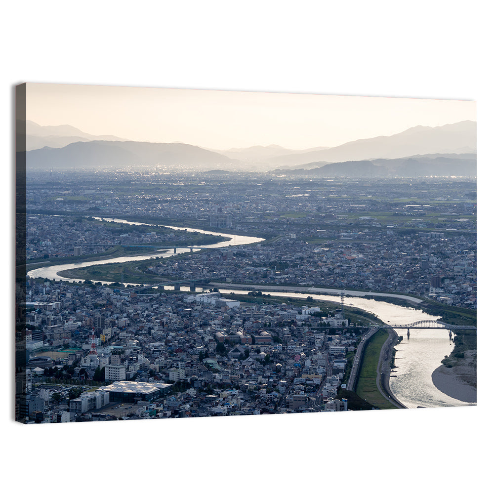 Gifu Aerial River View Wall Art, canvas print, landscape