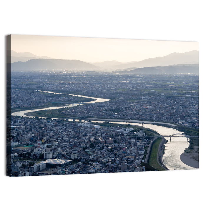 Gifu Aerial River View Wall Art as a canvas print