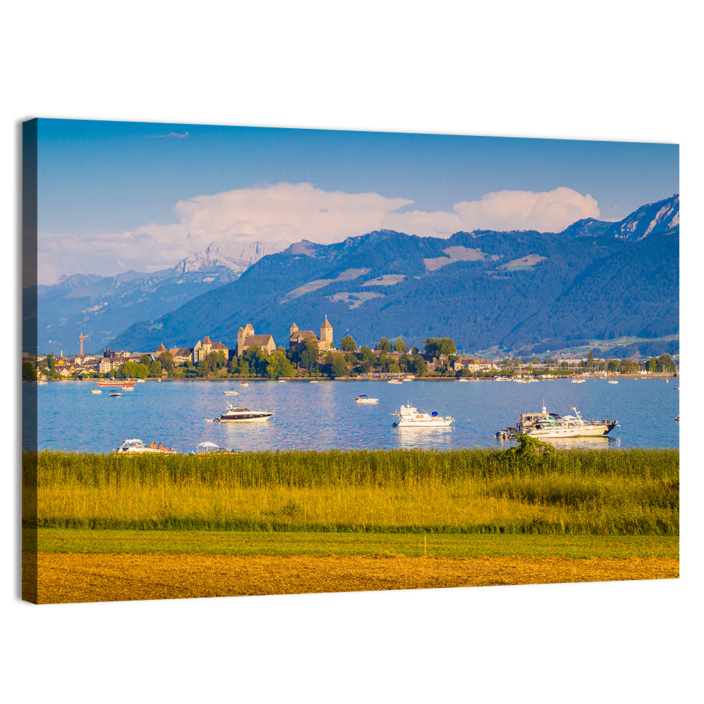 Rapperswil Castle Over Lake Zurich Wall Art, canvas print, landscape