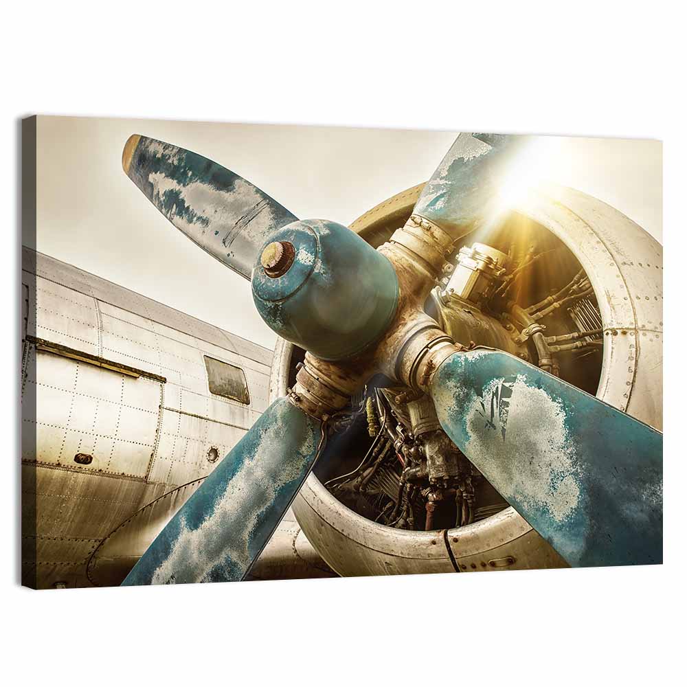 Vintage Airplane Propeller Close-up Wall Art