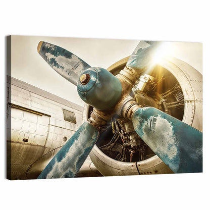 Vintage Airplane Propeller Close-up Wall Art
