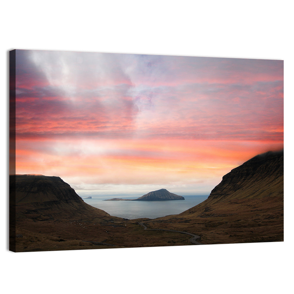 Klakkur Dusk Over Kalsoy Wall Art, canvas print, landscape