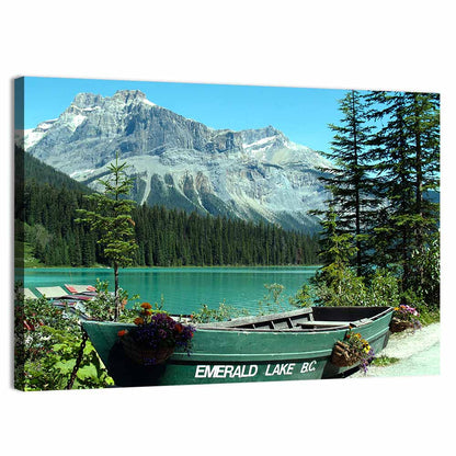 Green Rowboat at Emerald Lake Wall Art