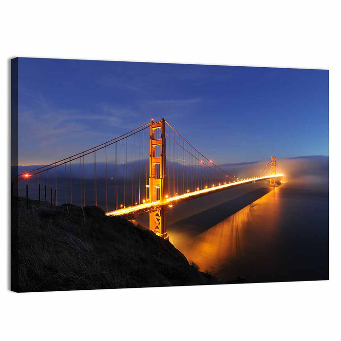 Golden Gate Bridge at Night Wall Art as a canvas print