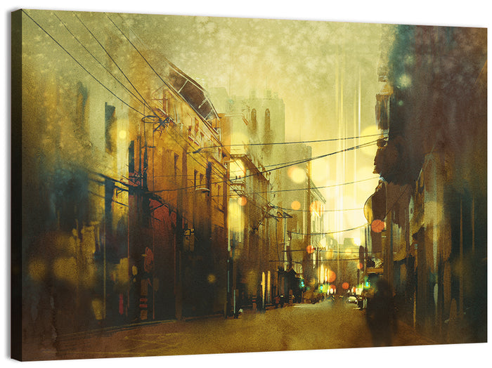 Golden Hour Urban Street Wall Art as a canvas print