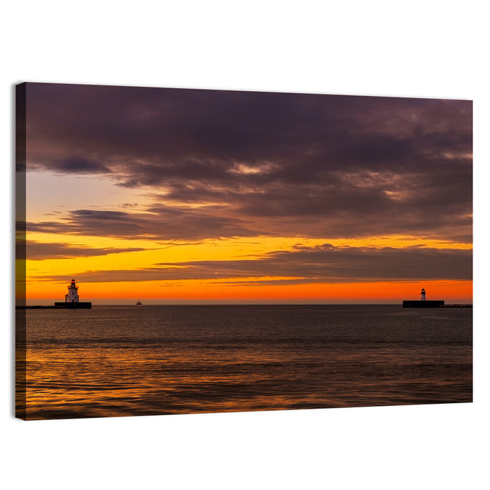 Lake Erie Twin Beacons Wall Art as a canvas print