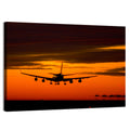 Airplane Landing at Sunset Wall Art