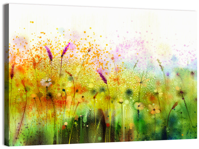 Cosmos Wildflowers Watercolor Wall Art as a canvas print