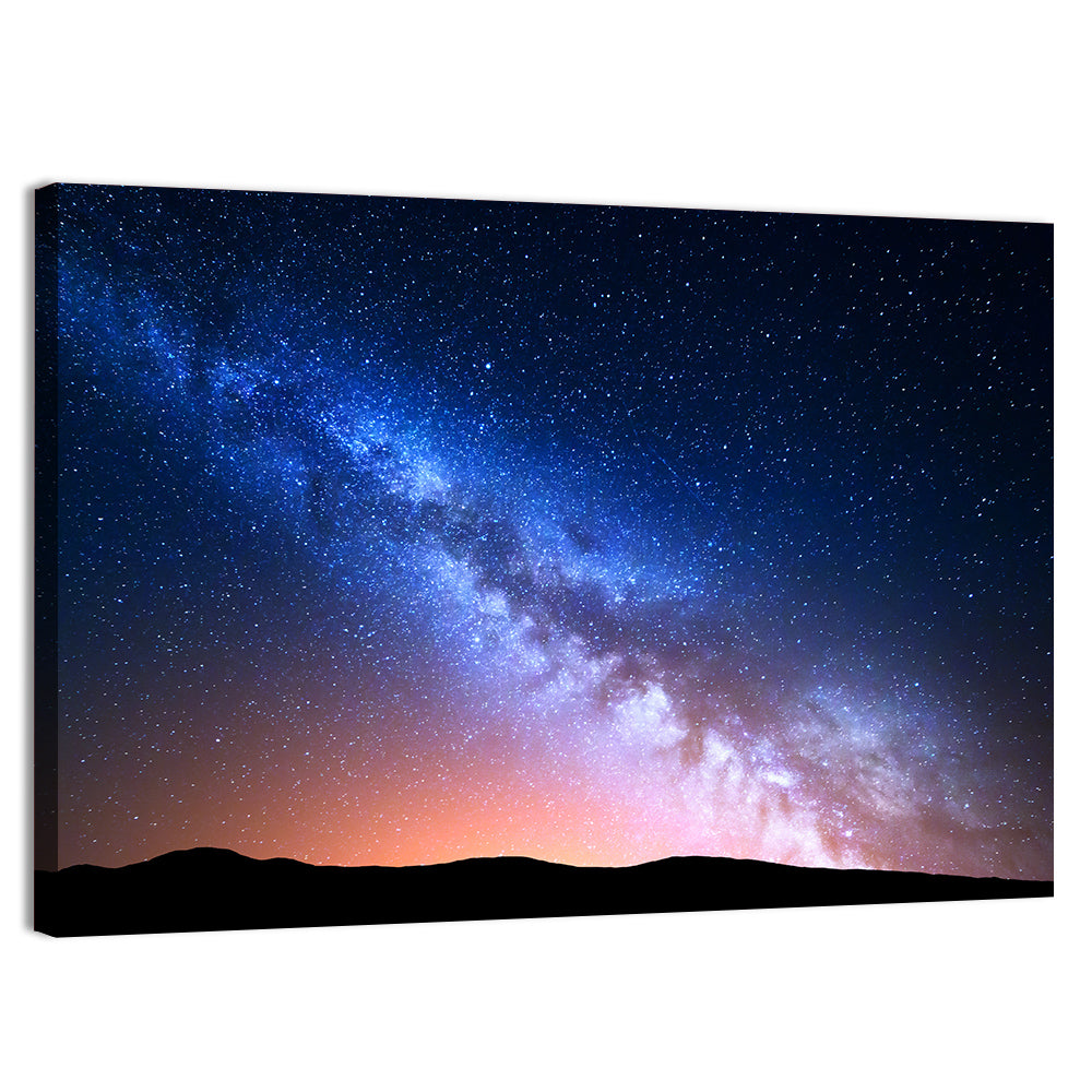Milky Way Over Silhouetted Hills Wall Art, canvas print, landscape