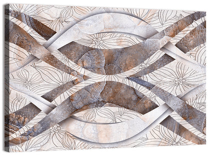 Waving Stone with Line Flowers Wall Art