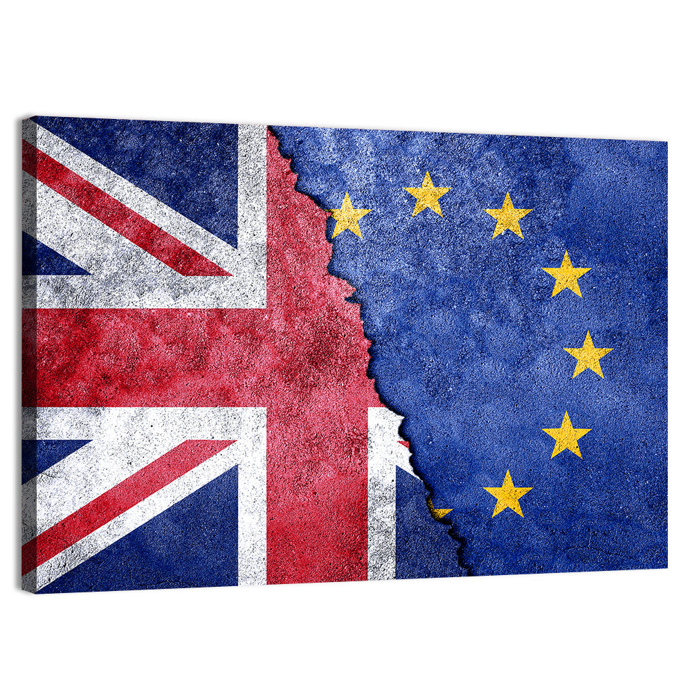 Divided Union Jack and Eu Flag Wall Art