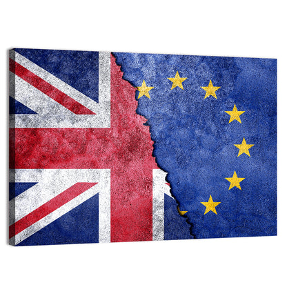 Divided Union Jack and Eu Flag Wall Art