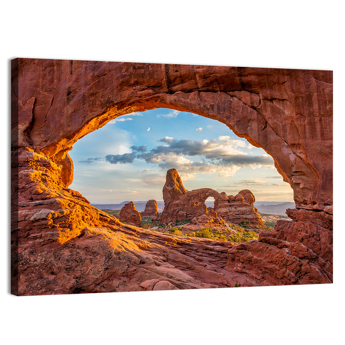 Turret Arch Through North Window Wall Art as a canvas print
