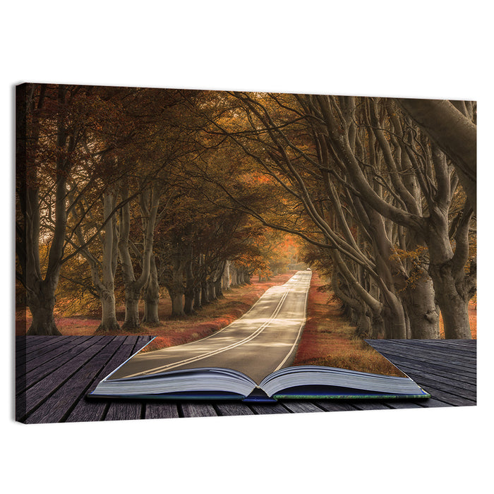 Surreal Book Pathway Wall Art as a canvas print