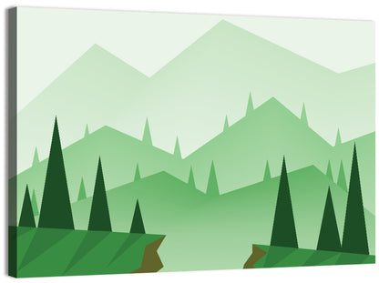Misty Green Hills Illustration Wall Art