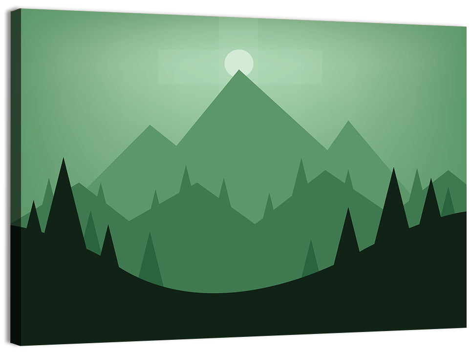 Geometric Mountain Sunset Illustration Wall Art