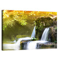 Sunlit Forest Waterfall Wall Art
