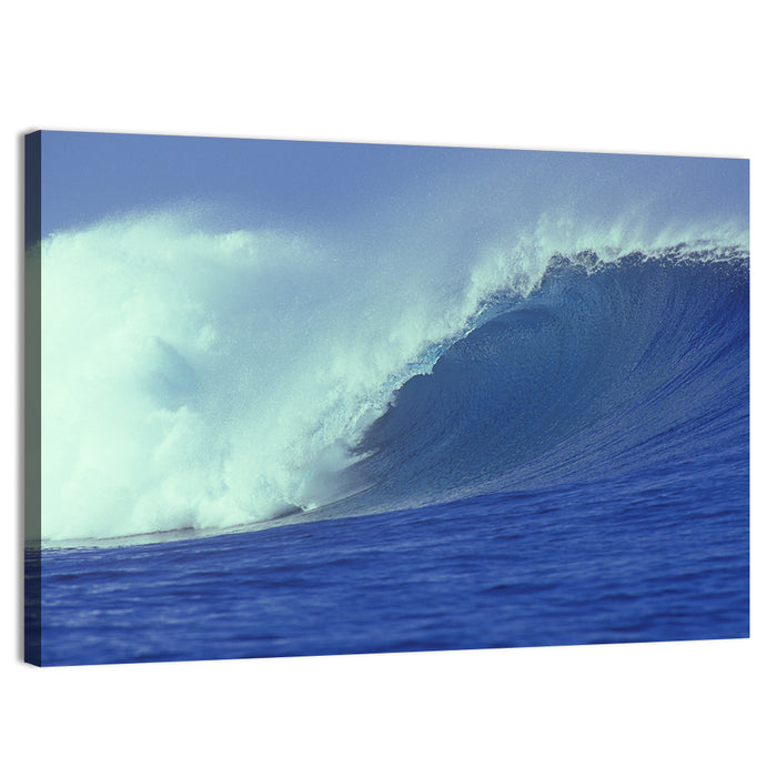 Deep Blue Barrel Wave Wall Art as a canvas print