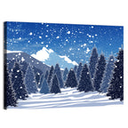 Snowy Evergreen Forest Illustration Wall Art