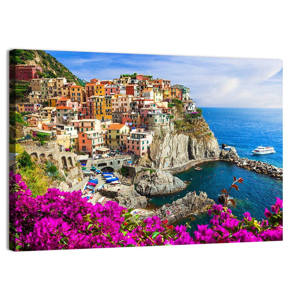 Manarola Cliffside Village Wall Art, canvas print, landscape