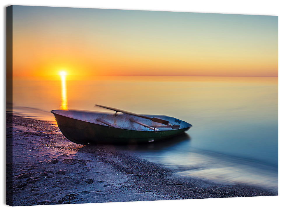 Rowboat Sunrise Seascape Wall Art