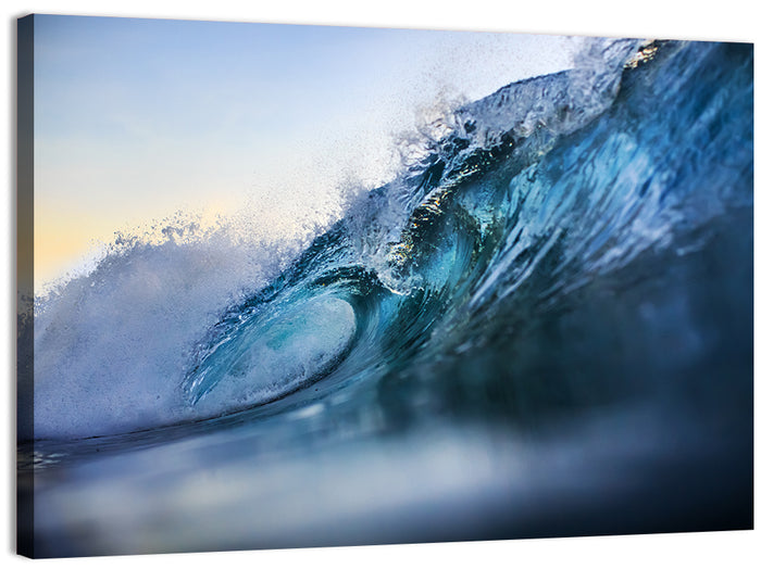 Golden Hour Barrel Wave Wall Art as a canvas print