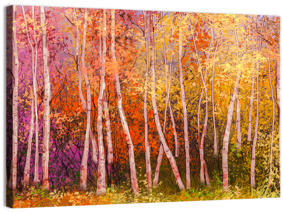 Vibrant Autumn Birch Grove Wall Art