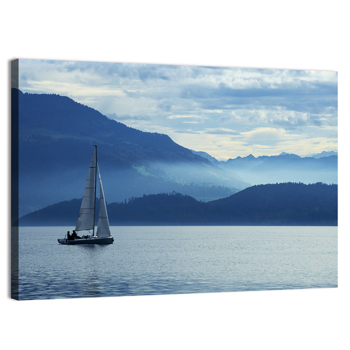 Lake Zug Sailing Wall Art as a canvas print