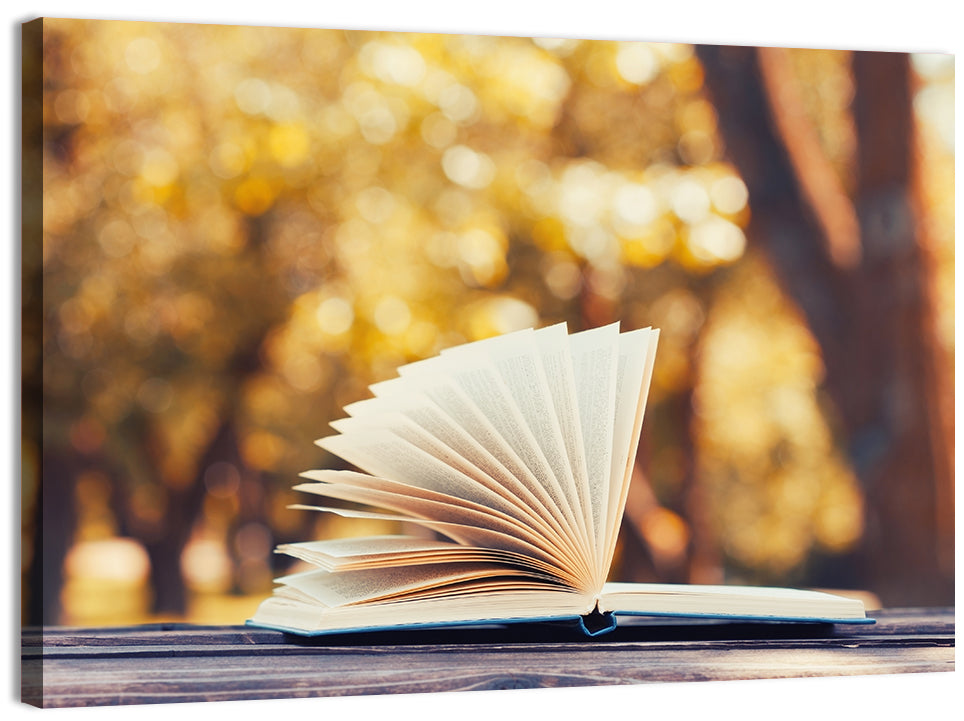 Open Book in Golden Autumn Light Wall Art