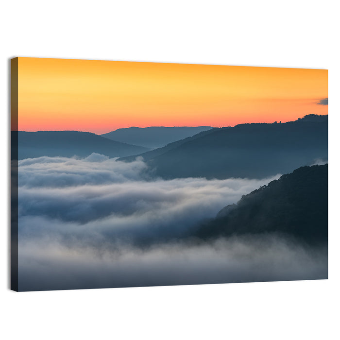 Foggy Mountains West Virginia Wall Art as a canvas print