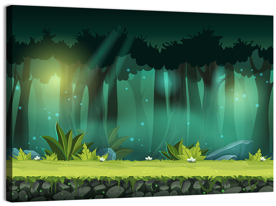 Enchanted Digital Forest Landscape Wall Art, canvas print, landscape