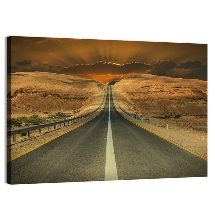 Negev Road at Sunset Wall Art as a canvas print