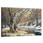 Frozen River in Winter Woodland Wall Art
