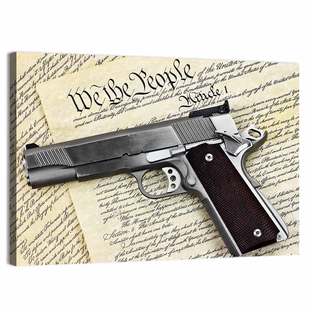 Handgun on US Constitution Wall Art