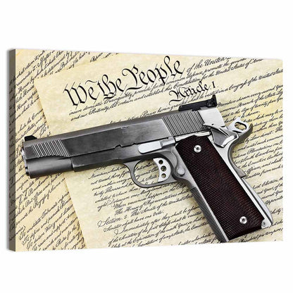 Handgun on US Constitution Wall Art