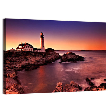 Portland Head Light at Dusk Wall Art