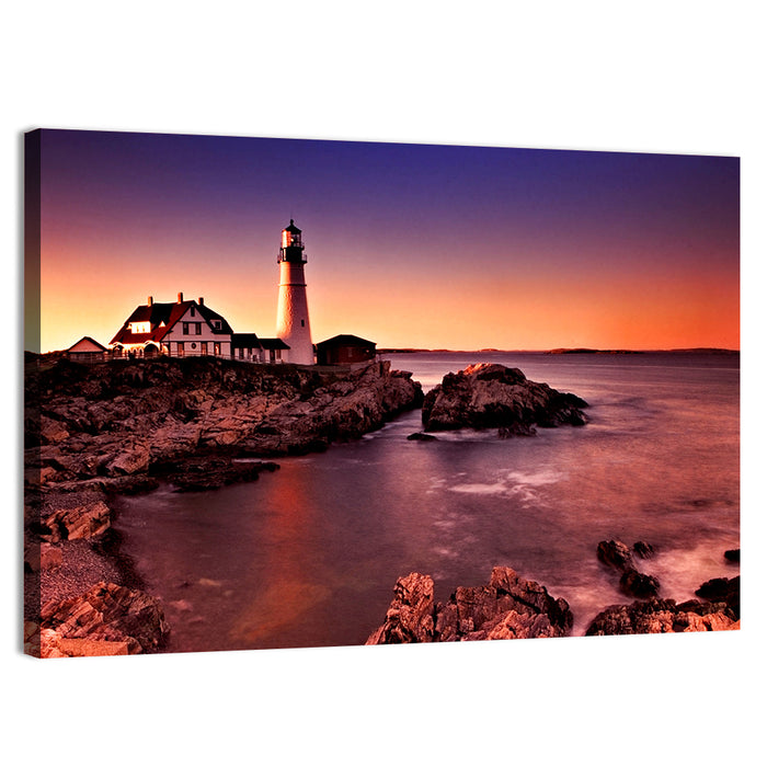 Portland Head Light at Dusk Wall Art as a canvas print