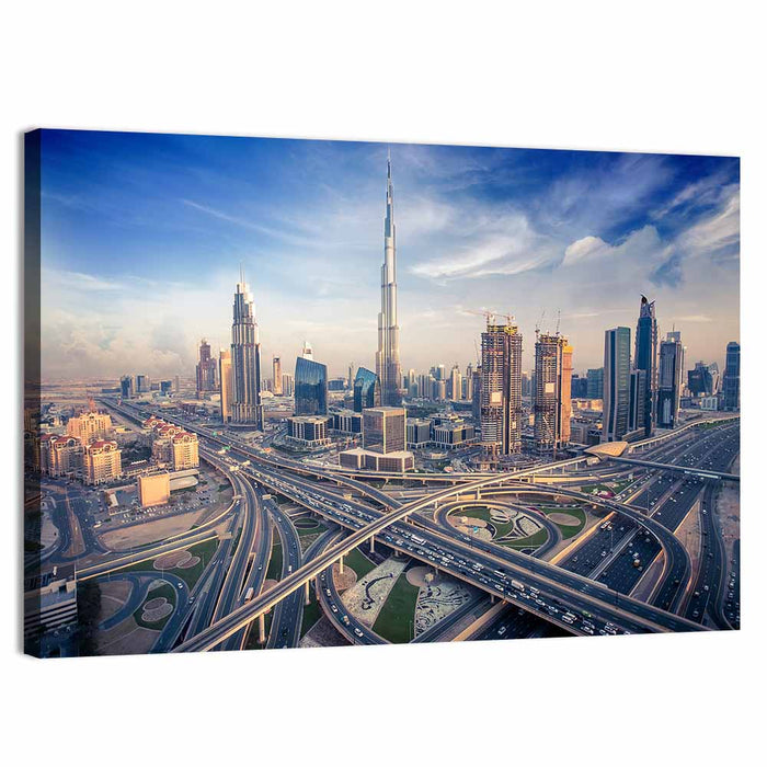 Dubai Aerial Skyline Wall Art as a canvas print