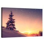 Snowy Sunset with Conifer Wall Art