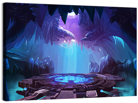 Alien Cave with Glowing Portal Wall Art
